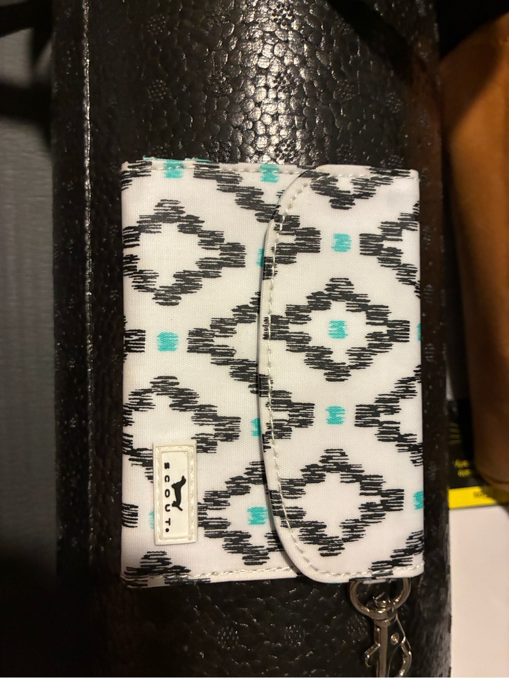 Scout White Black and Turquoise Patterned Wristlet Key Case